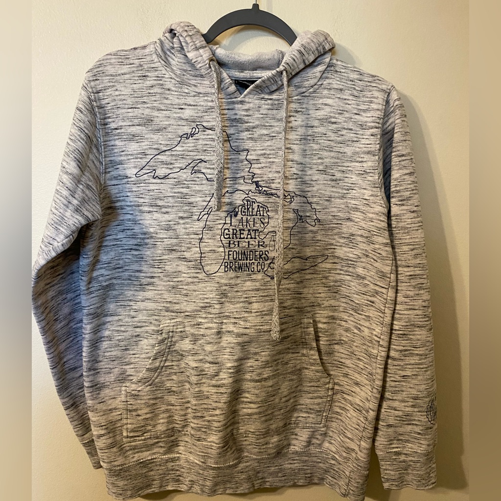 Mens Euc Gray Heathered Founders Brewing Co Hoodie Sweatshirt Size Small